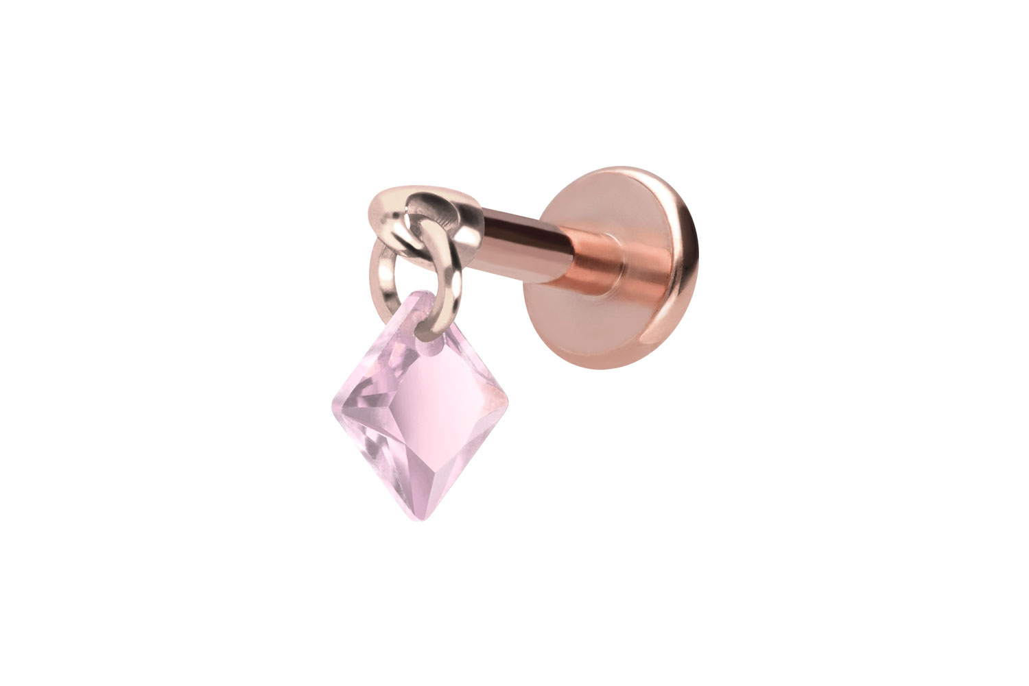Titan Labret Piercing mit Innengewinde KRISTALLQUADRAT